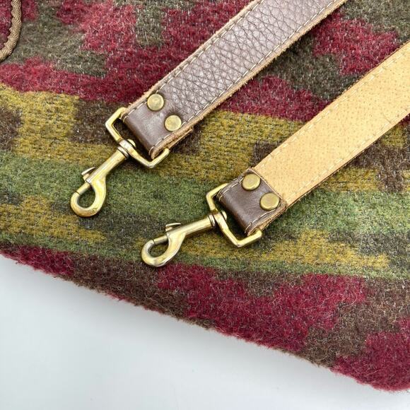 WEEKENDER mini-bag Pendleton & J. Crew style Unbranded VINTAGE leather handle - Picture 6 of 14